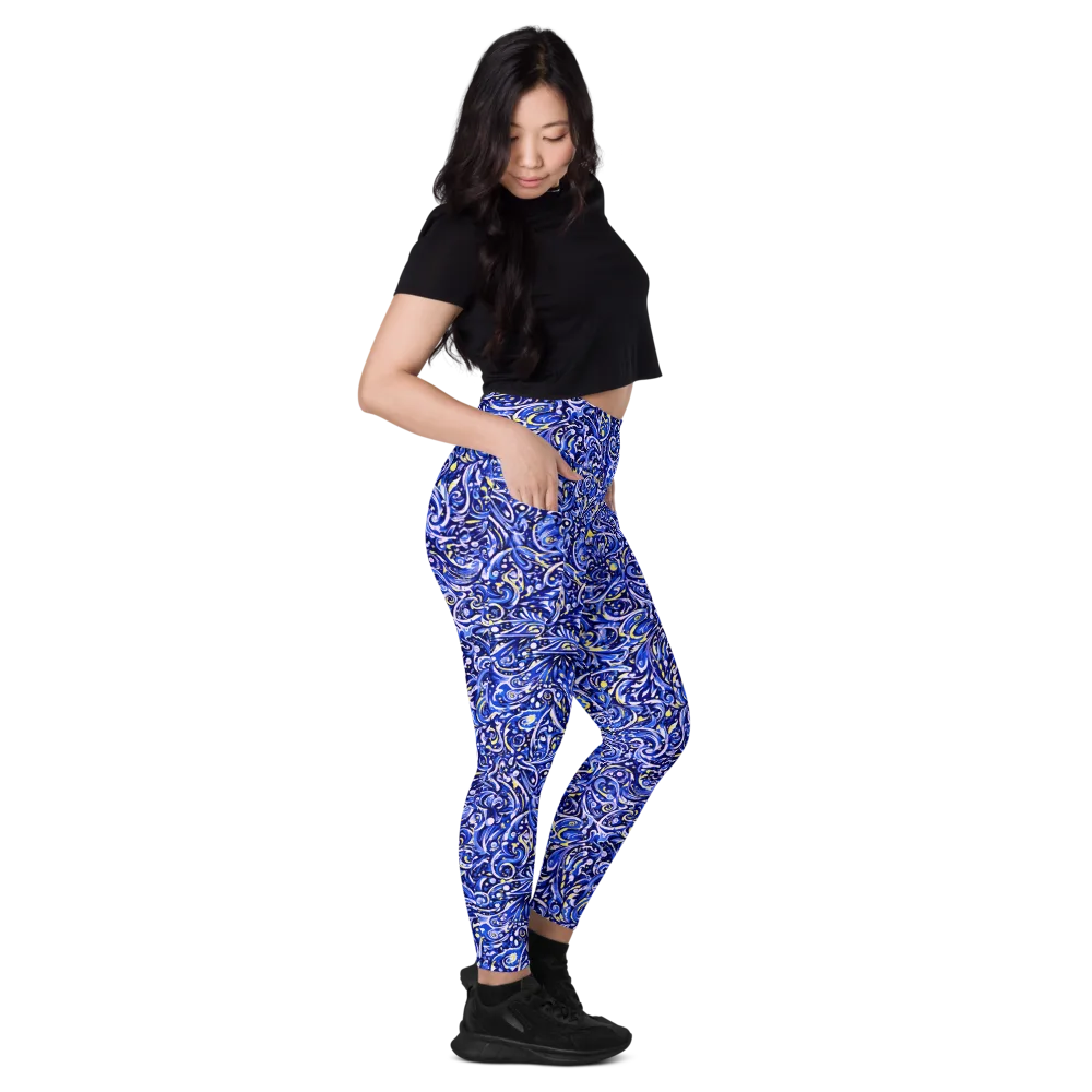 Cobalt Rapture on Leggings with Pockets — Right