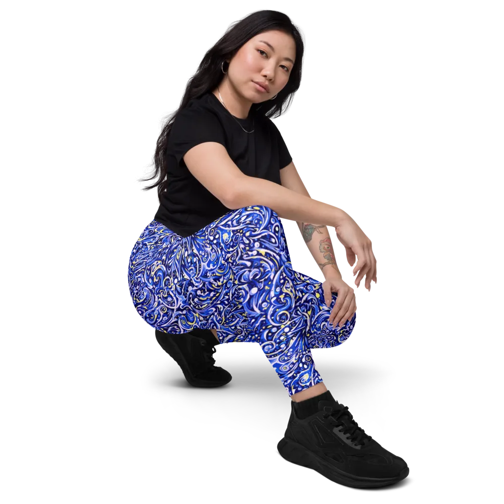 Cobalt Rapture on Leggings with Pockets — Right Front