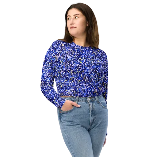 Cobalt Rapture on a Long Sleeve Crop Top