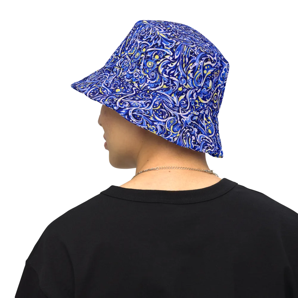 Cobalt Rapture on Reversible Bucket Hat — Back Inside