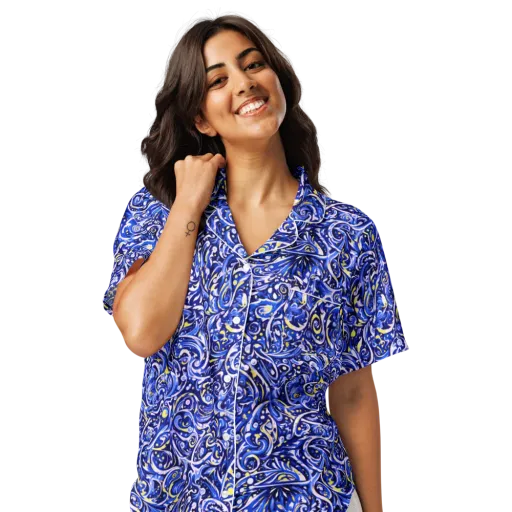 Cobalt Rapture on a Women's Short Sleeve Pajama Top