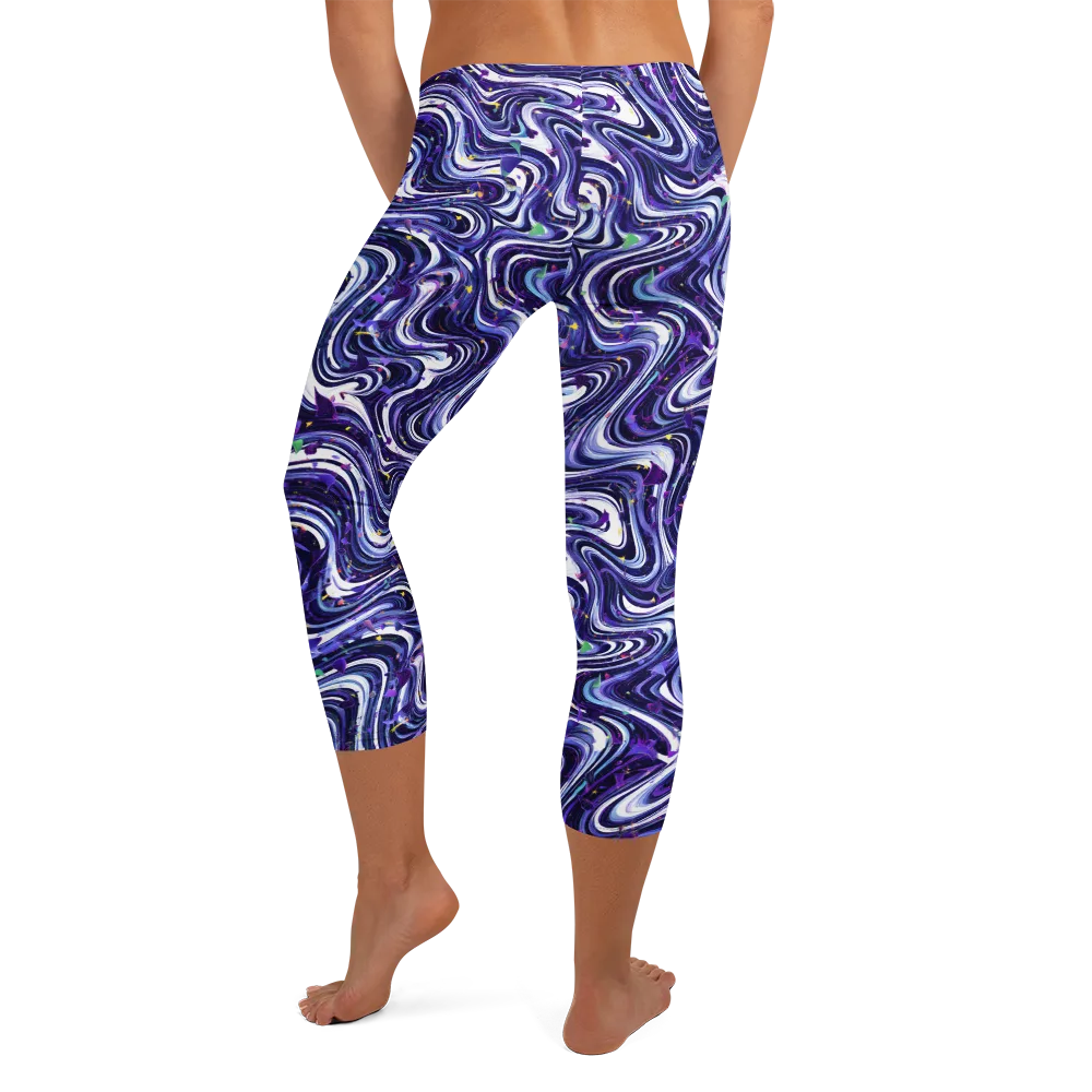 Astral Marbling on Capri Leggings — Back