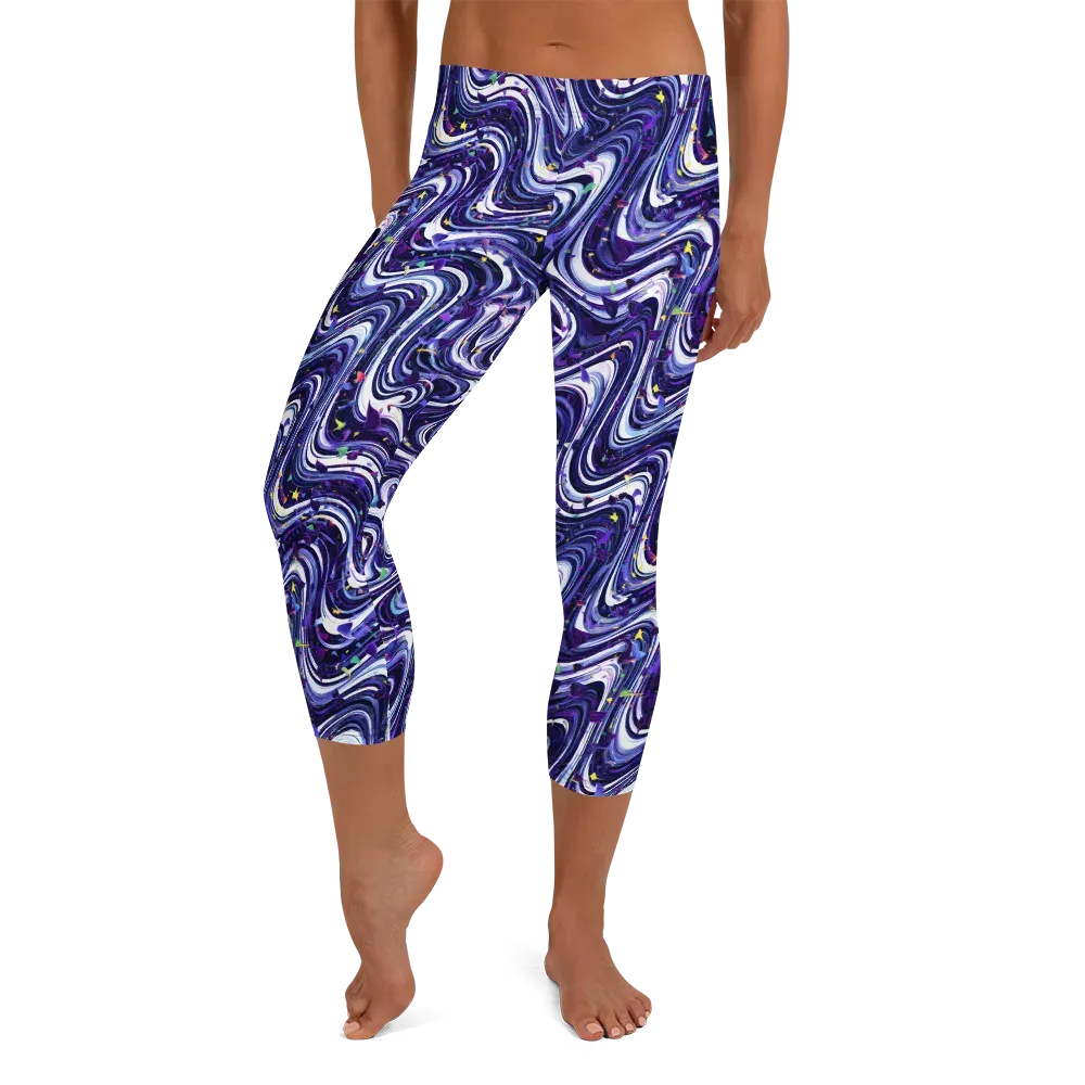 Astral Marbling on Capri Leggings — Front