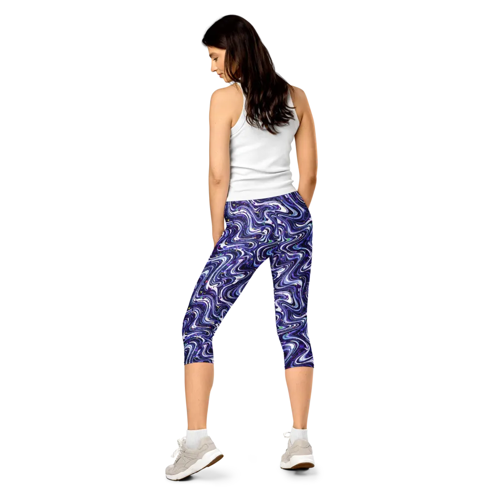 Astral Marbling on Capri Leggings — Back