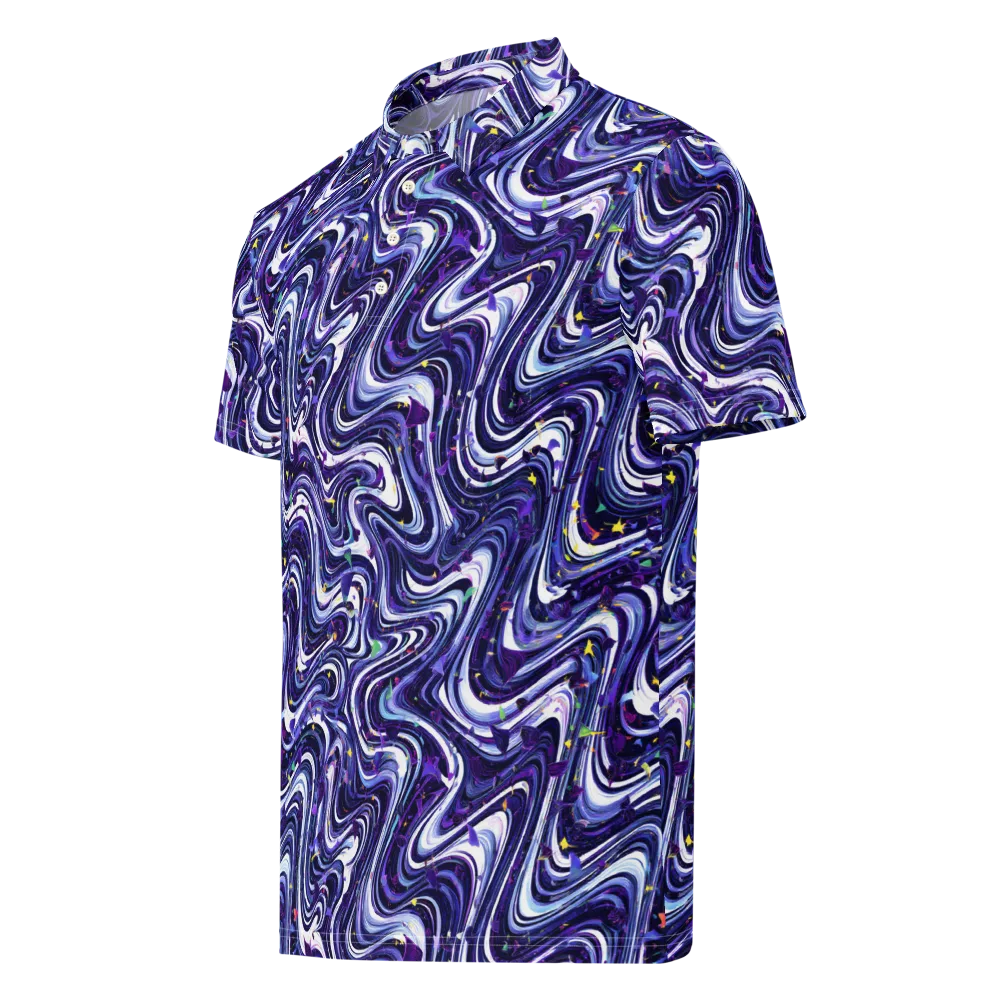 Astral Marbling on Men's Slim Fit Polo Shirt — Left Front