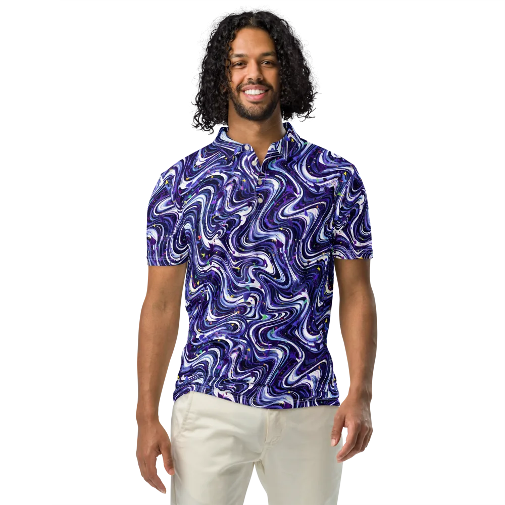 Astral Marbling on Men's Slim Fit Polo Shirt — Front