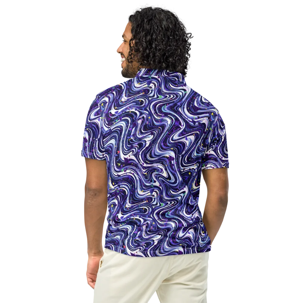 Astral Marbling on Men's Slim Fit Polo Shirt — Back