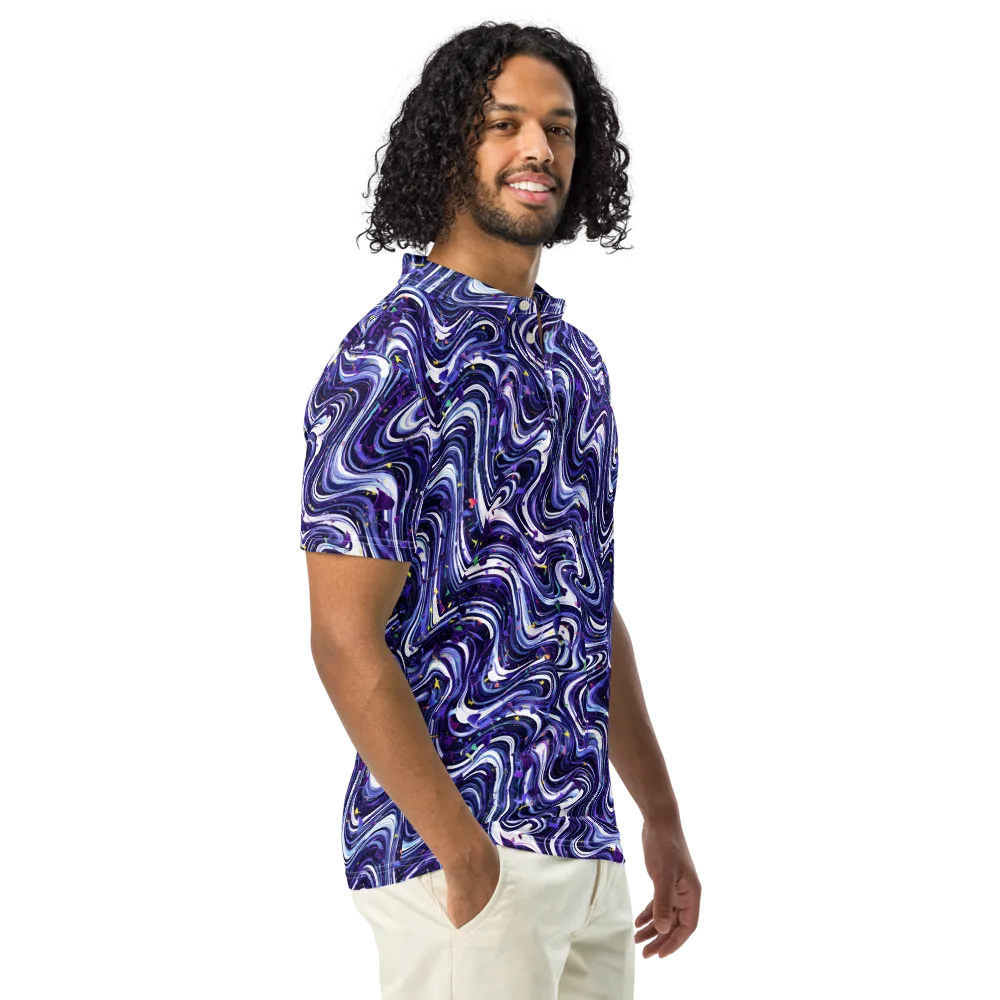 Astral Marbling on Men's Slim Fit Polo Shirt — Right Front