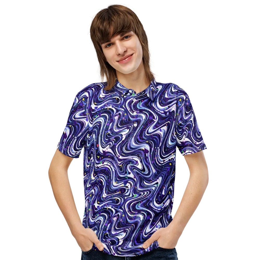 Astral Marbling on Men's Slim Fit Polo Shirt — Front