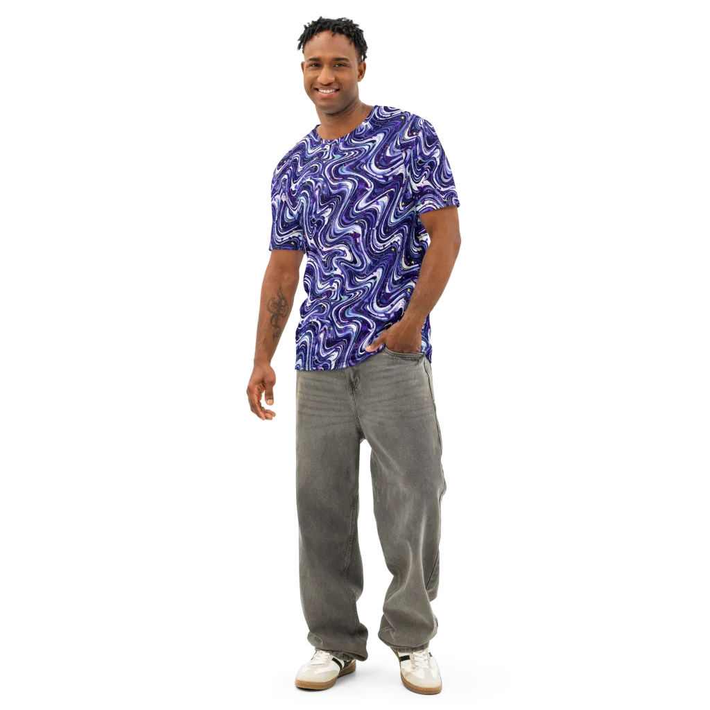 Astral Marbling on Men's Cotton Crew Neck T-Shirt — Front