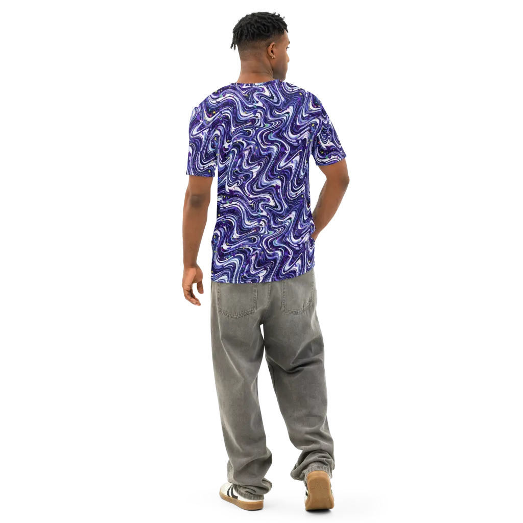 Astral Marbling on Men's Cotton Crew Neck T-Shirt — Back