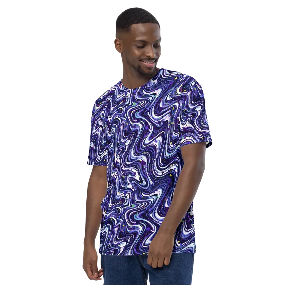 Astral Marbling on Men's Crew Neck T-Shirt — Left