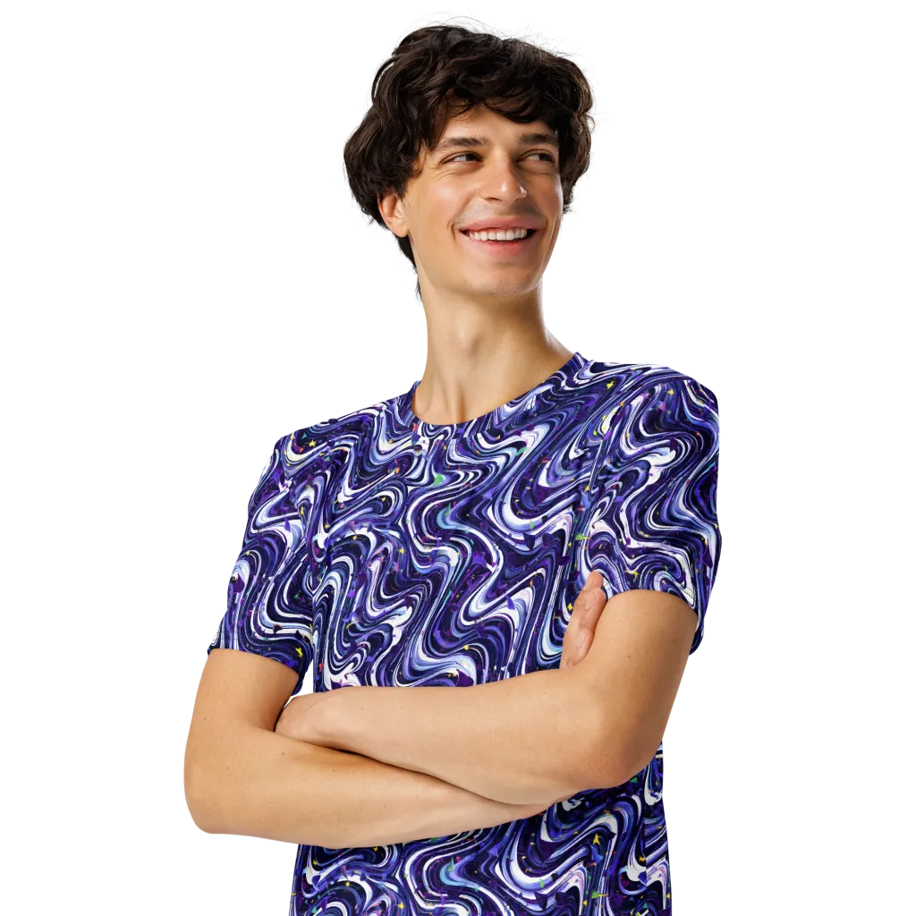 Astral Marbling on Men's Crew Neck T-Shirt — Left Front