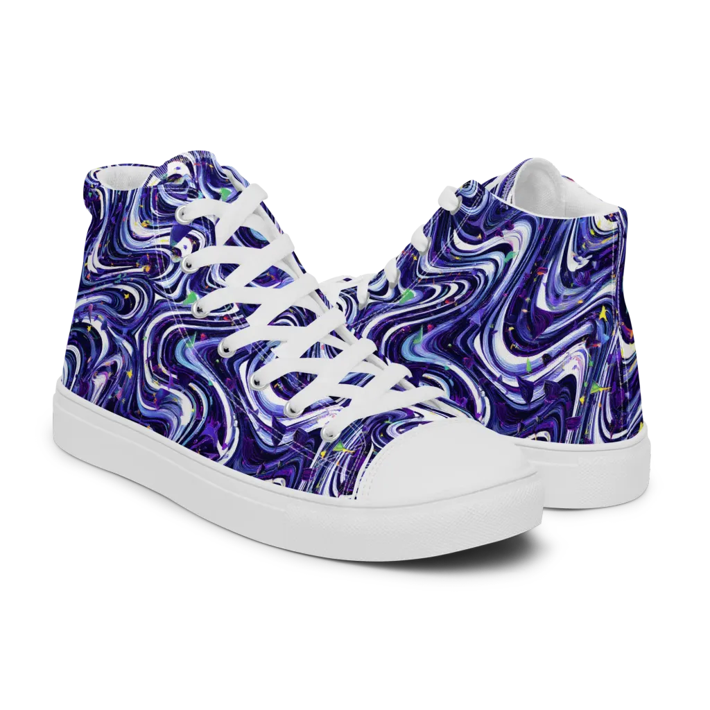Astral Marbling on Men's High Top Canvas Shoes — Right