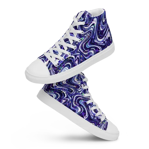 Astral Marbling on a Men's High Top Canvas Shoes