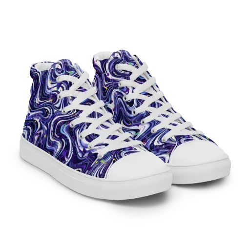 Astral Marbling on a Women's High Top Canvas Shoes
