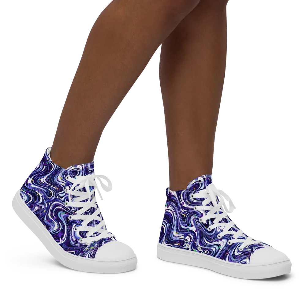 Astral Marbling on Women's High Top Canvas Shoes — Right