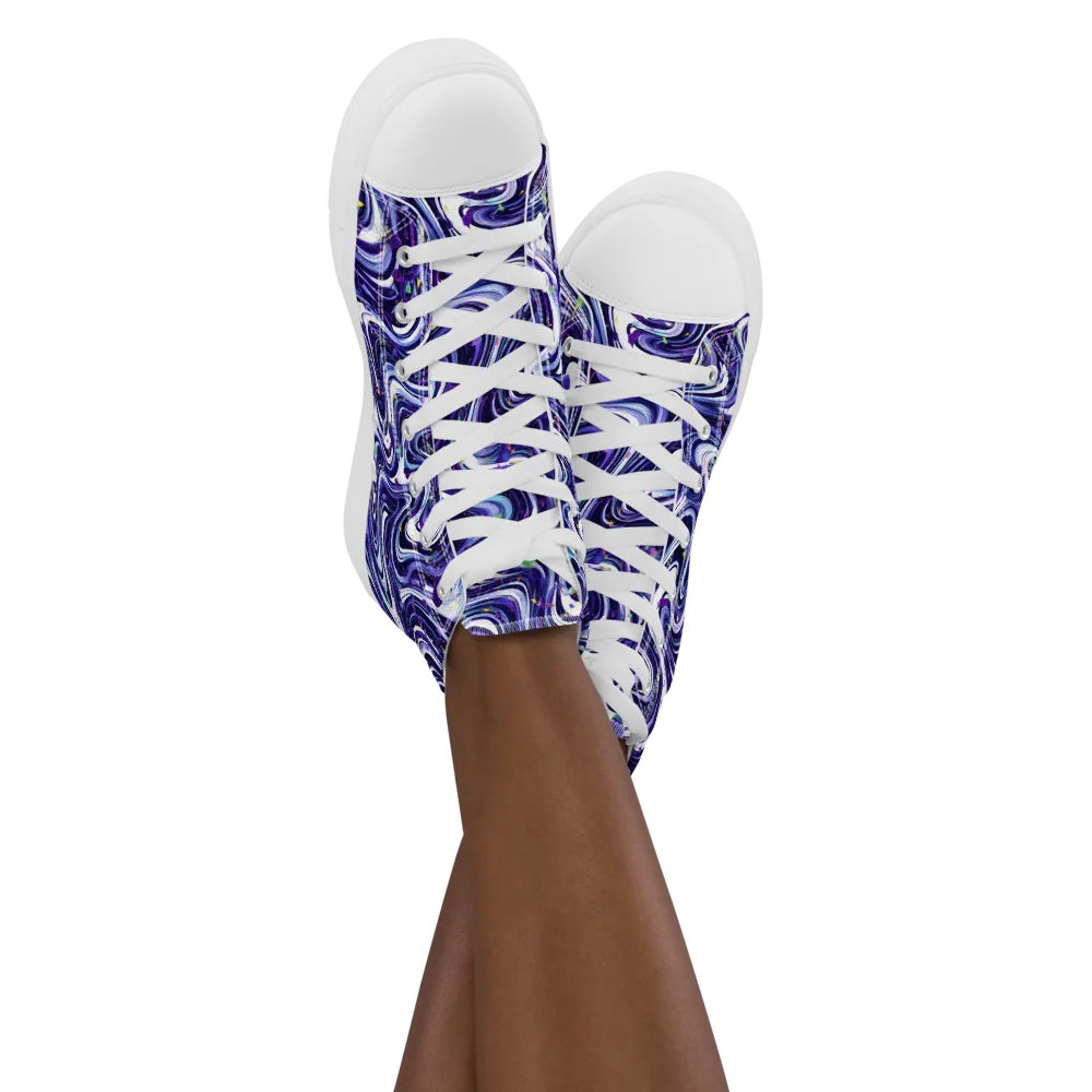 Astral Marbling on Women's High Top Canvas Shoes — Front