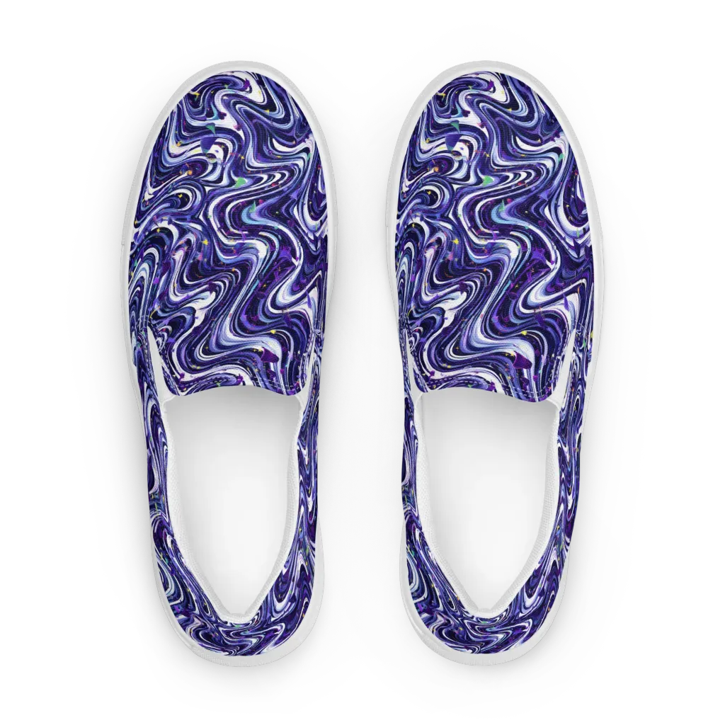 Astral Marbling on Men's Slip-On Canvas Shoes — Front