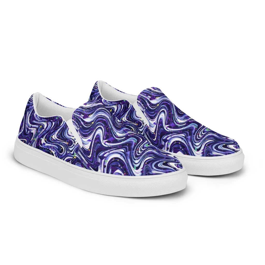 Astral Marbling on Men's Slip-On Canvas Shoes — Right Front
