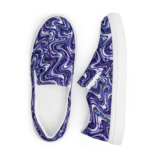 Astral Marbling on a Men's Slip-On Canvas Shoes
