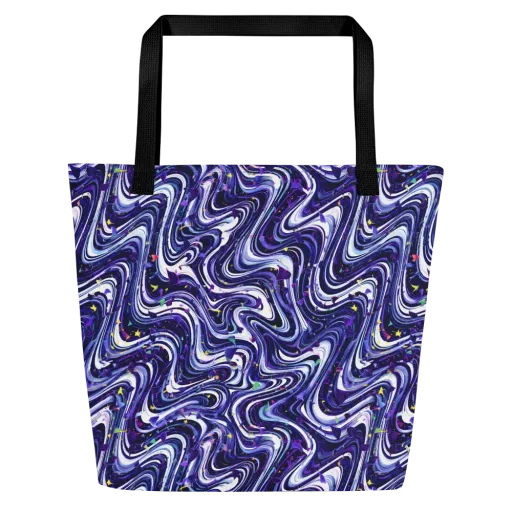 Astral Marbling on a Large Tote Bag W/ Pocket