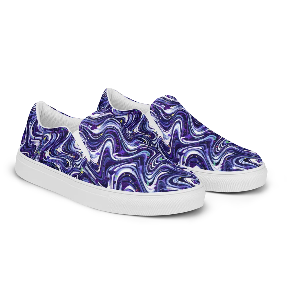 Astral Marbling on Women's Slip-On Canvas Shoes — Right Front