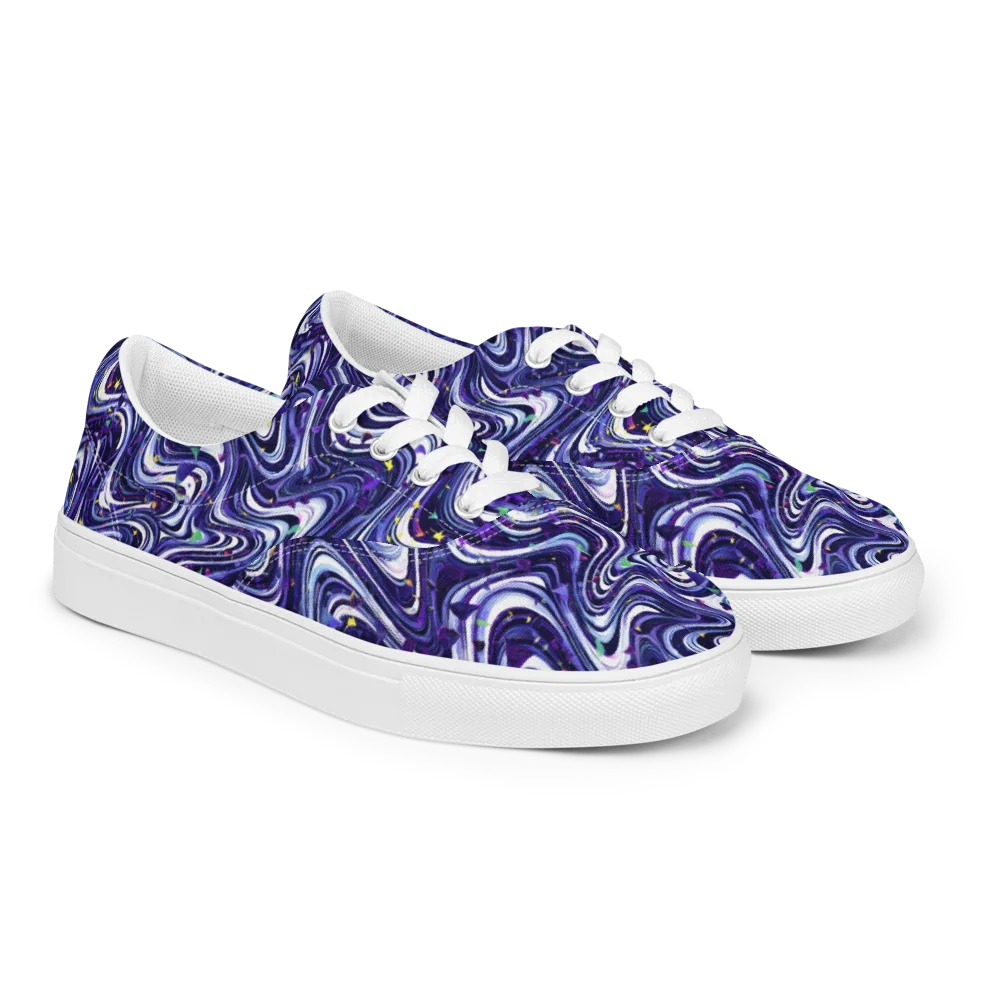 Astral Marbling on Men's Lace-Up Canvas Shoes — Right Front