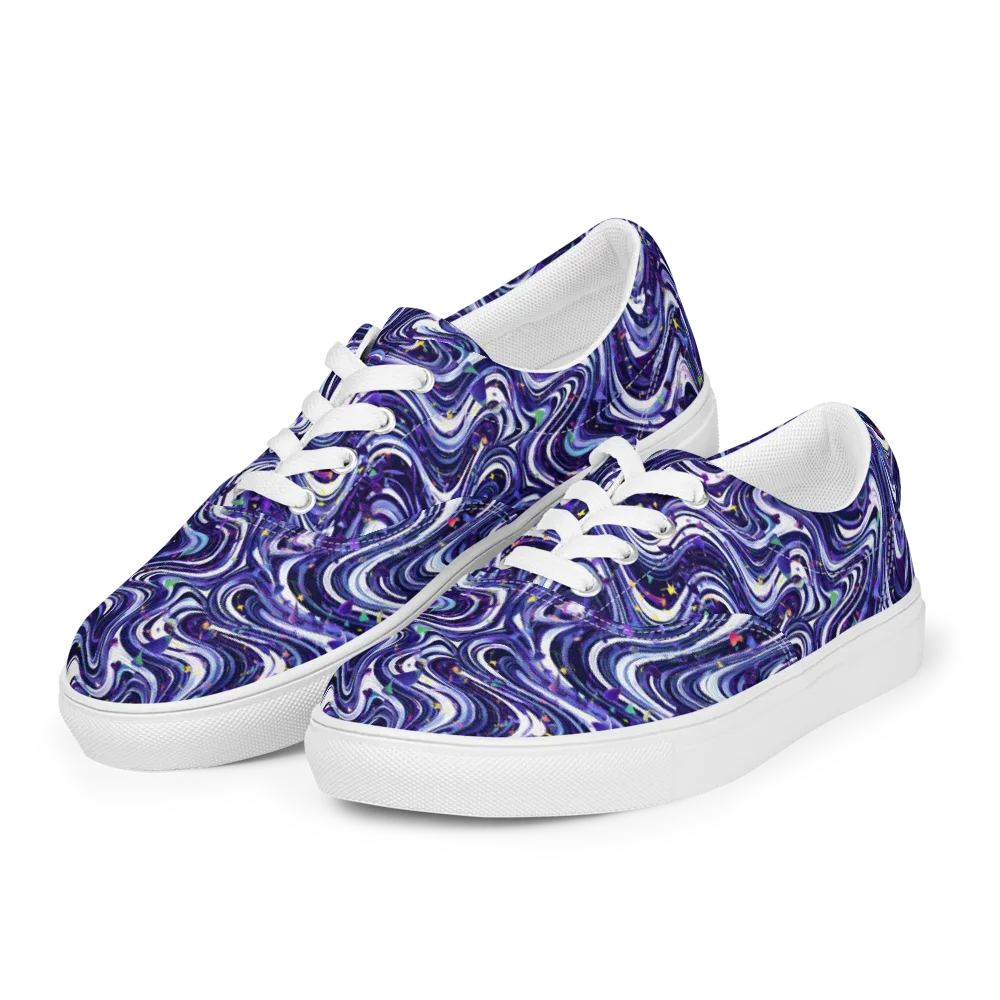 Astral Marbling on Men's Lace-Up Canvas Shoes — Left Front