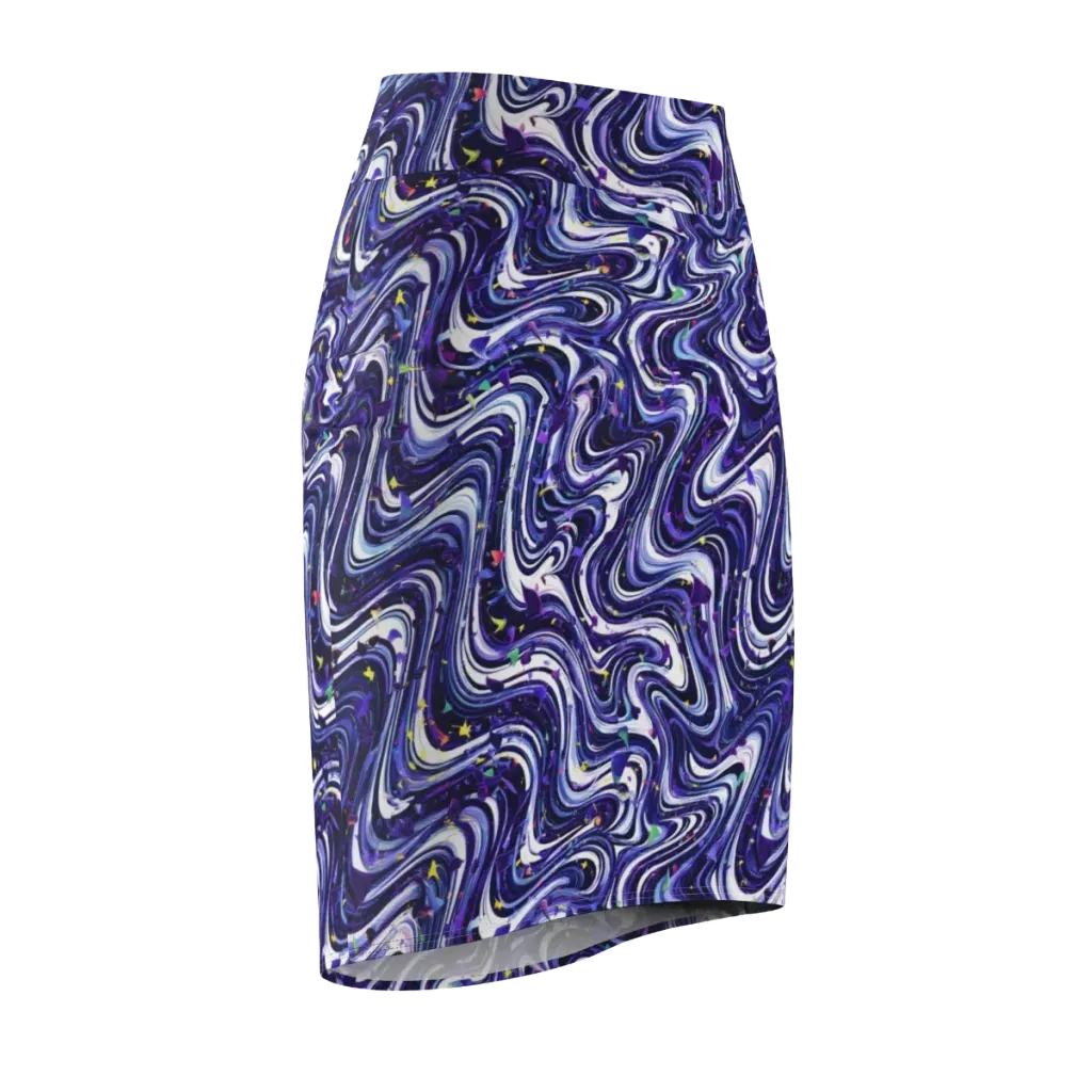 Astral Marbling on Pencil Skirt — Front Side