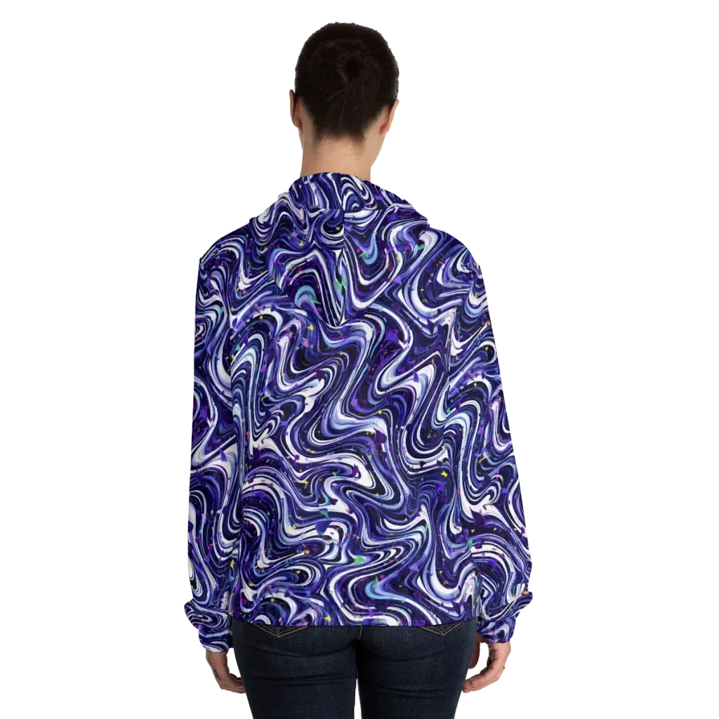 Astral Marbling on Women's Full-Zip Hoodie — Back On Person