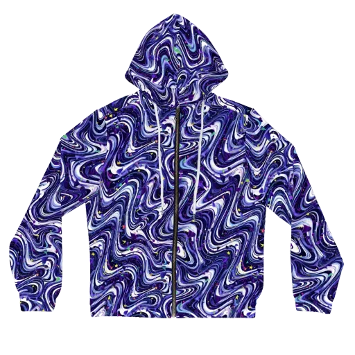 Astral Marbling on a Women's Full-Zip Hoodie