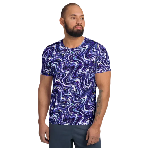 Astral Marbling on a Men's Athletic T-Shirt