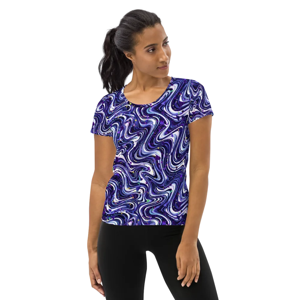 Astral Marbling on Women's Athletic T-Shirt — Front