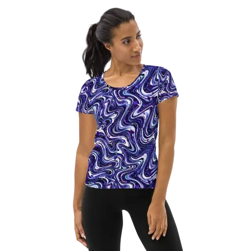 Astral Marbling on a Women's Athletic T-Shirt