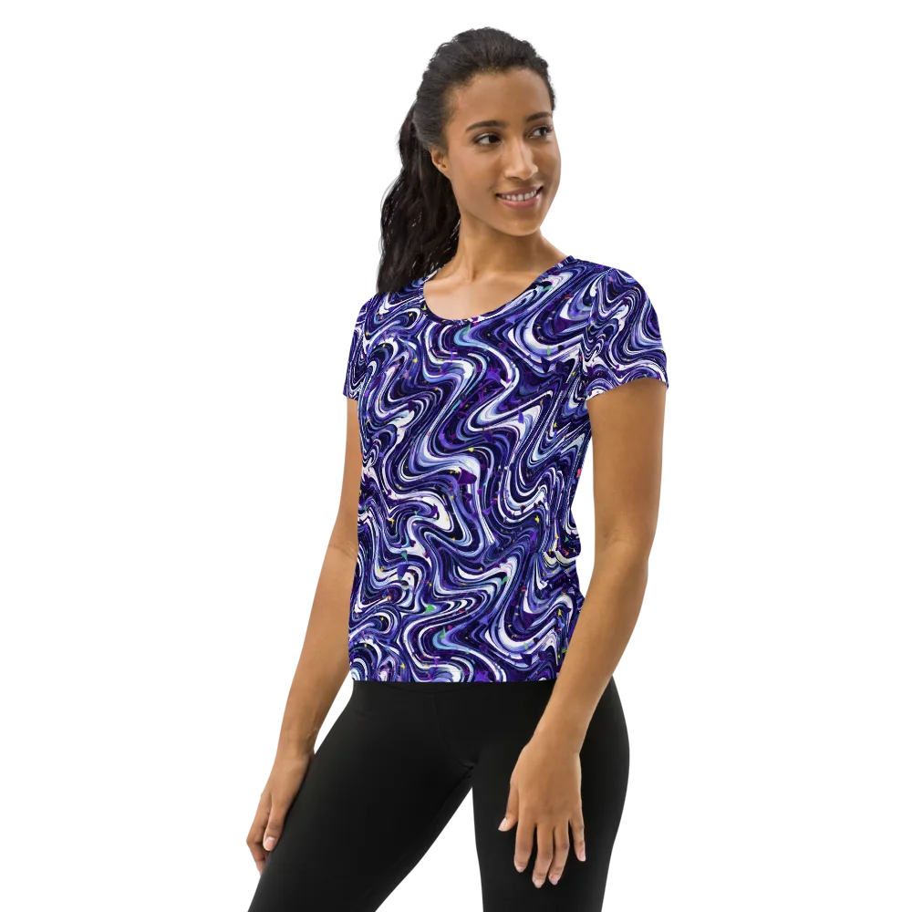 Astral Marbling on Women's Athletic T-Shirt — Left