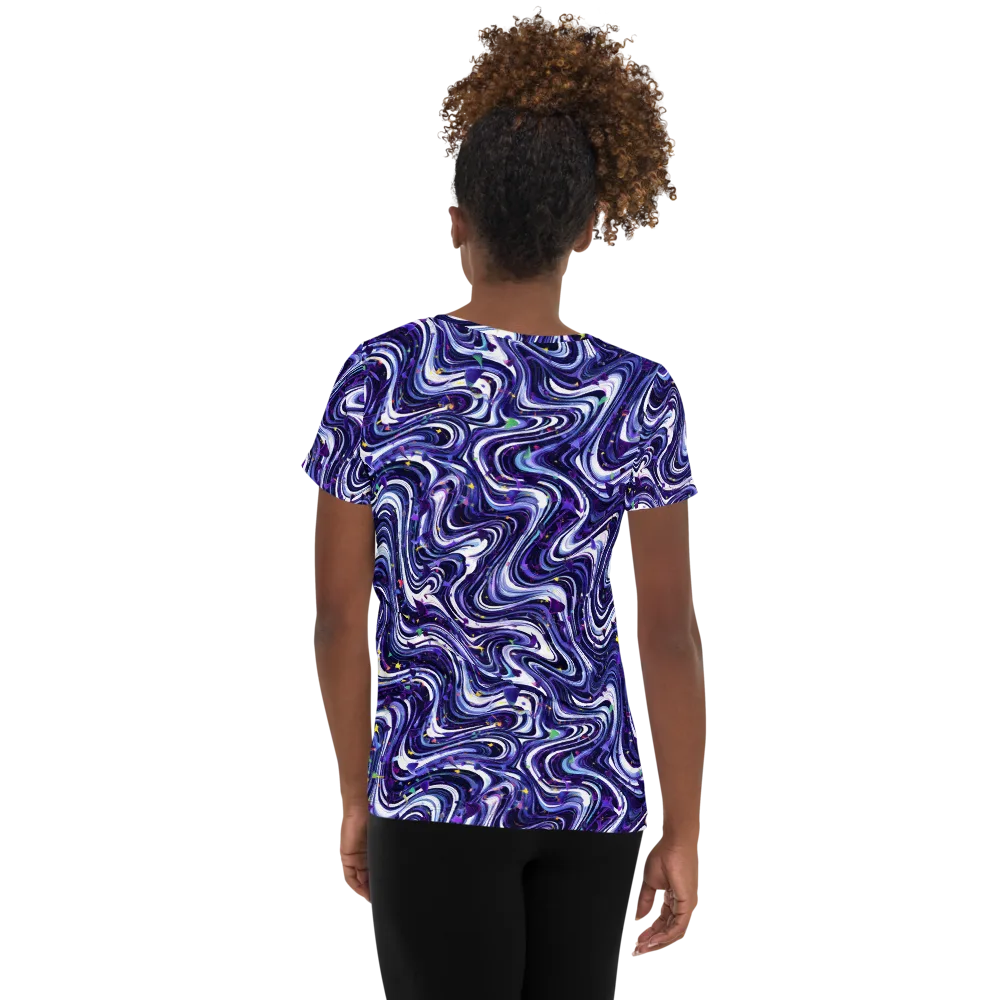 Astral Marbling on Women's Athletic T-Shirt — Back