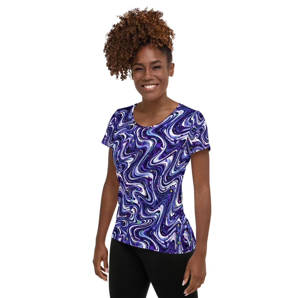 Astral Marbling on Women's Athletic T-Shirt — Left