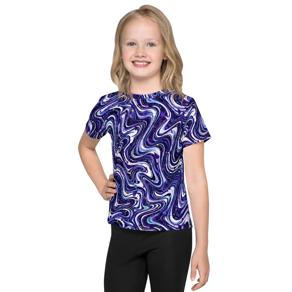 Astral Marbling on Kids Crew Neck T-Shirt — Front