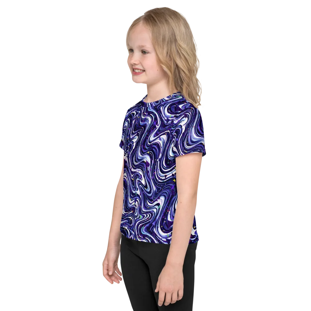 Astral Marbling on Kids Crew Neck T-Shirt — Left