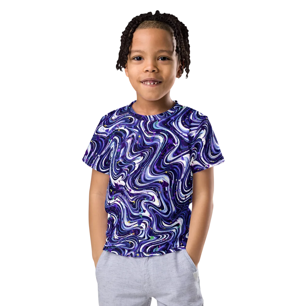 Astral Marbling on Kids Crew Neck T-Shirt — Front