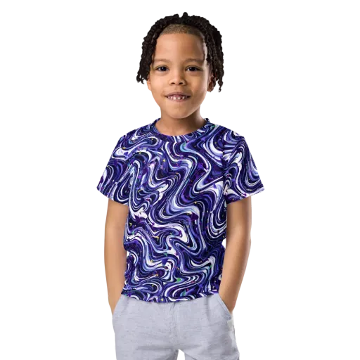 Astral Marbling on a Kids Crew Neck T-Shirt
