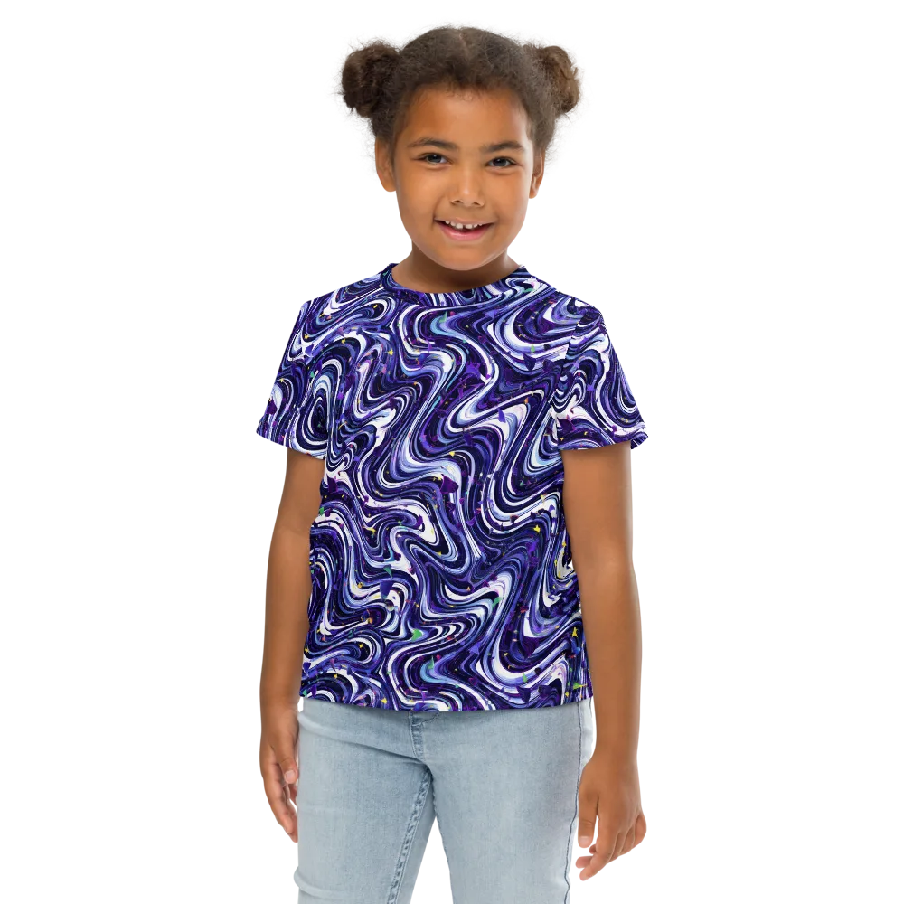 Astral Marbling on Kids Crew Neck T-Shirt — Front
