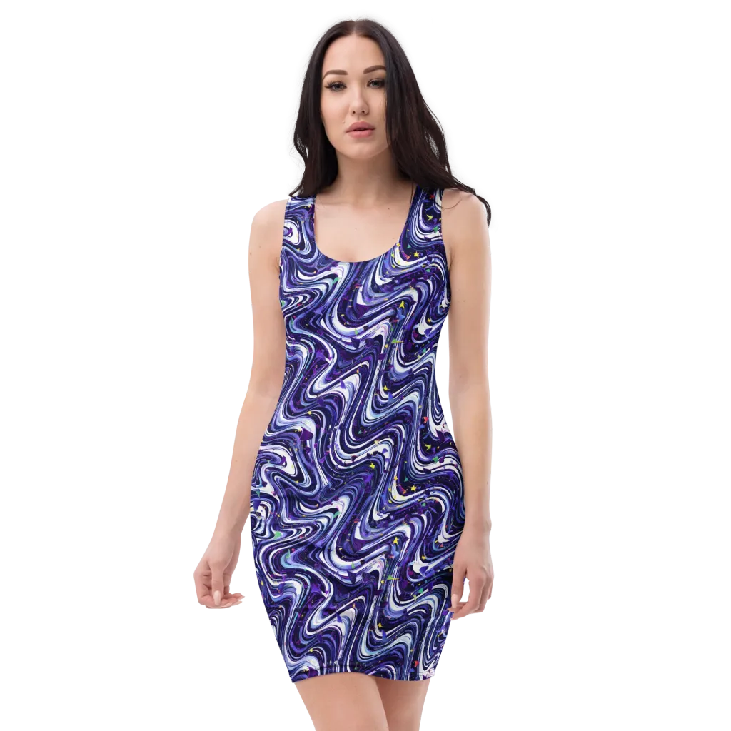 Astral Marbling on Bodycon Dress — Front
