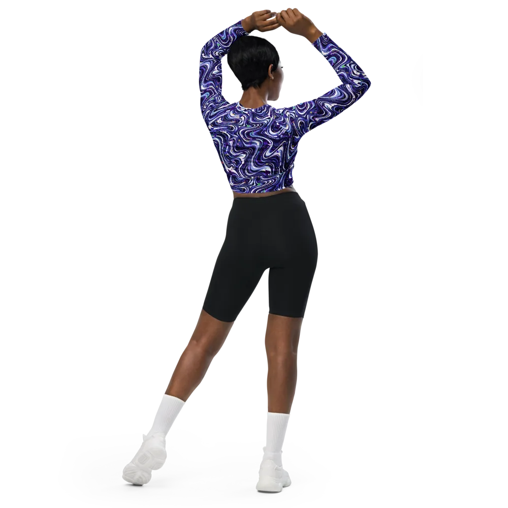Astral Marbling on Long Sleeve Crop Top — Back
