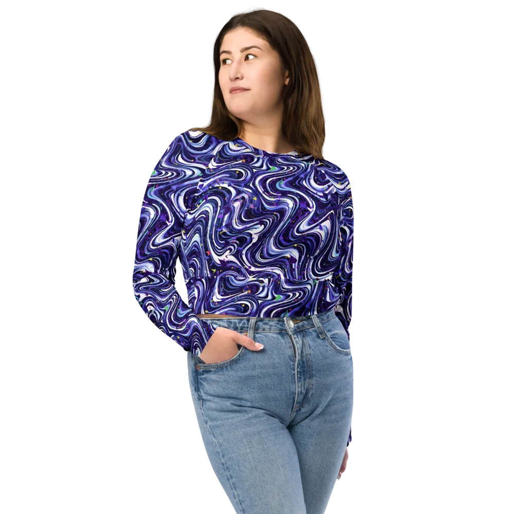 Astral Marbling on Long Sleeve Crop Top — Front