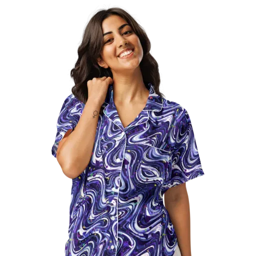 Astral Marbling on a Women's Short Sleeve Pajama Top