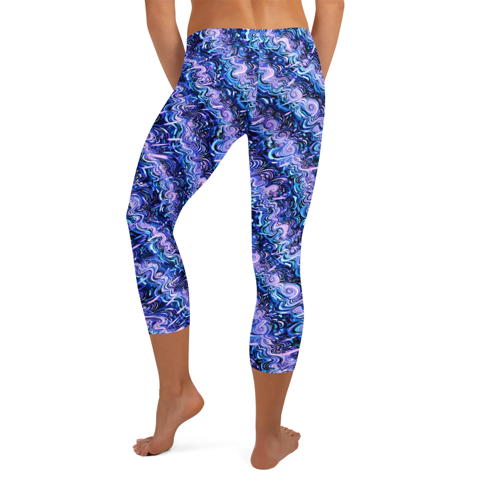 Neon Undertow on Capri Leggings — Back