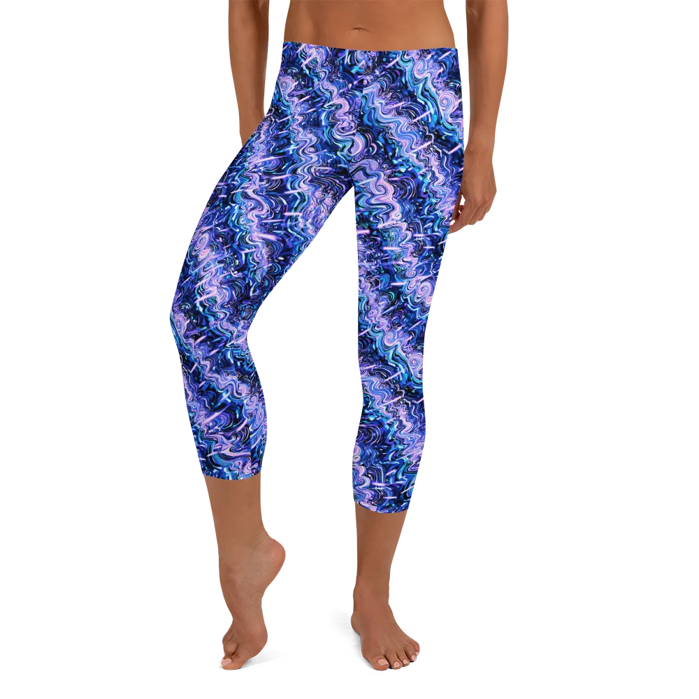 Neon Undertow on Capri Leggings — Front