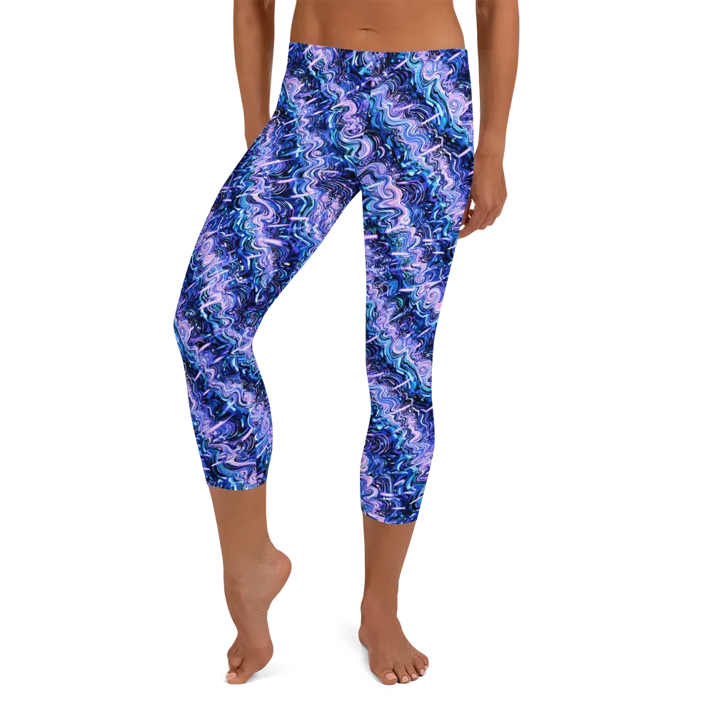 Neon Undertow on Capri Leggings — Front